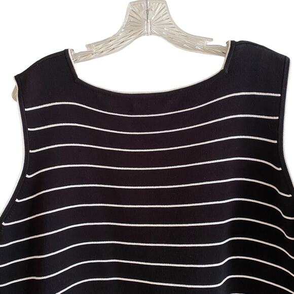 JOSEPH A. Woman 3x Knit Tank Top Sleeveless Pullover Black Skinny White Stripes - Picture 7 of 8